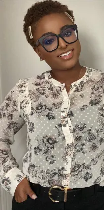 Key campaign results next to image of influencer wearing glasses