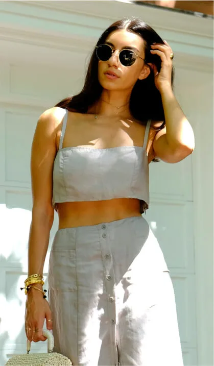 Image of woman in sunglasses next to key campaign statistics
