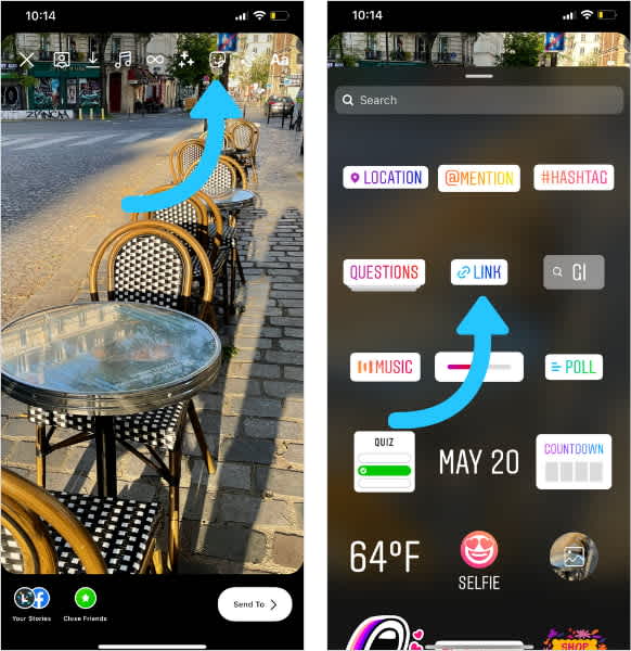 select link sticker in Instagram stories sticker