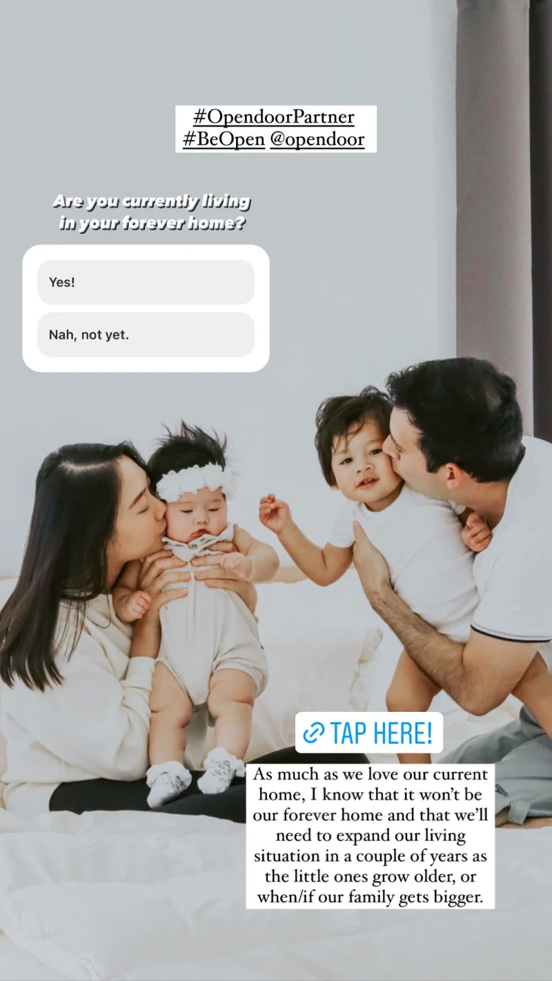 OpenDoor partner promotes finding your forever home on Instagram story with photo of her family with 2 babies