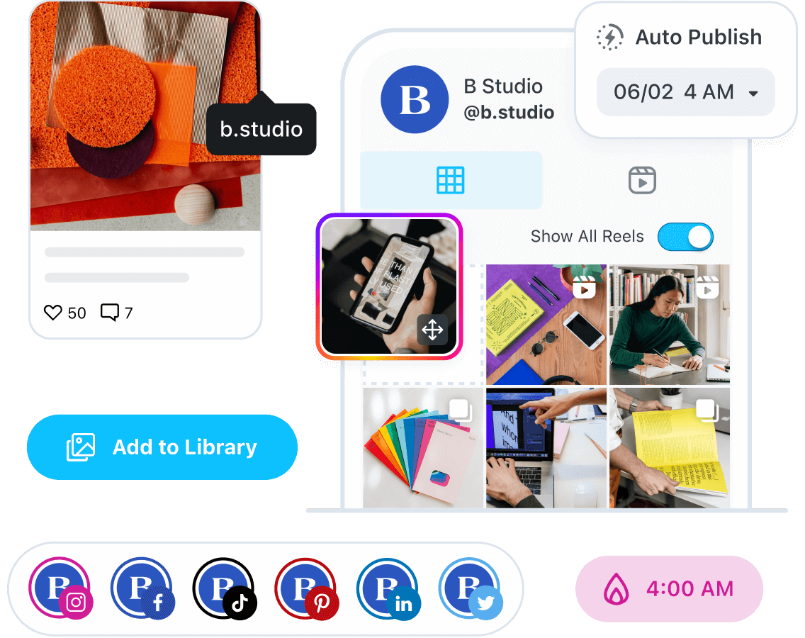 Roundup of Later features including the Visual Planner, Hashtag Suggestions tool, and Auto Publish