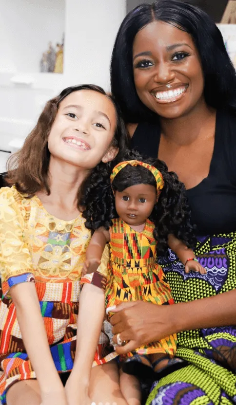 American Girl 2021 Campaign Statistics next to image of mother and child holding an American Girl doll
