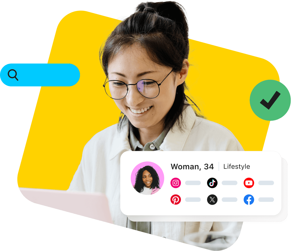 Later user searches and finds a woman lifestyle influencer for her brand