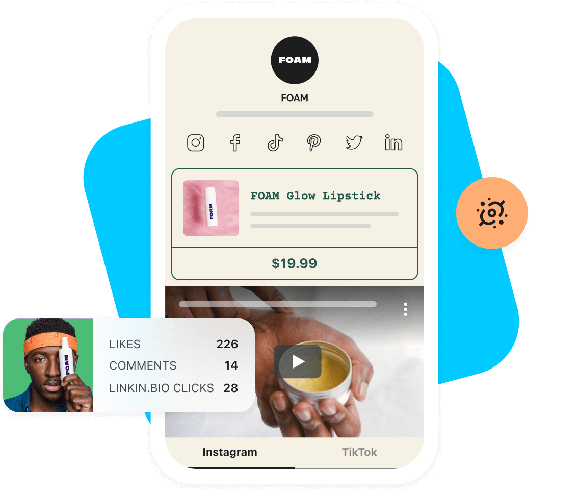 Measure likes, comments, and linkin.bio clicks with the Later link in bio tool and customizable webpage