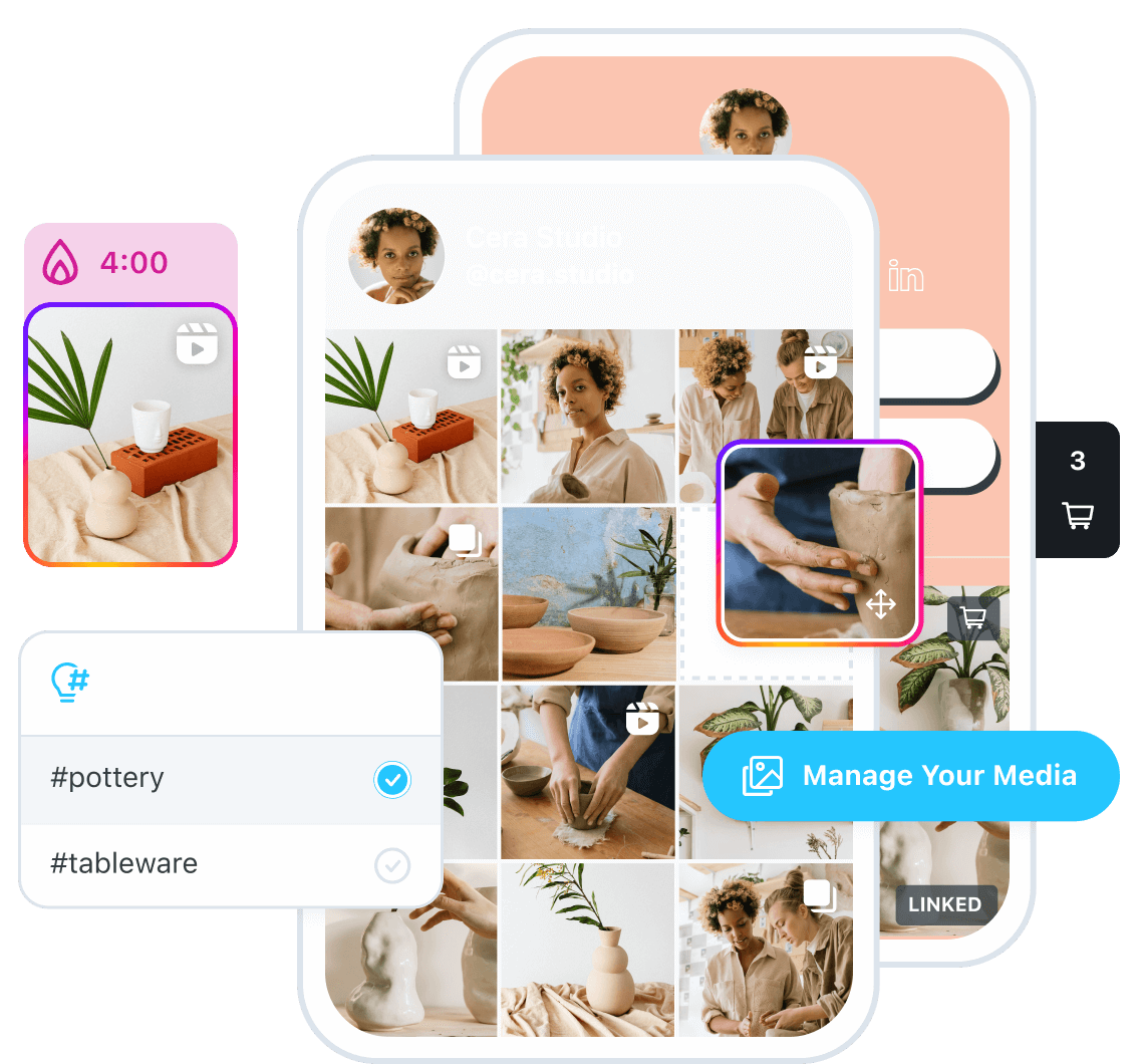 Roundup of Later features including the Visual Planner, Hashtag Suggestions tool, and Auto Publish