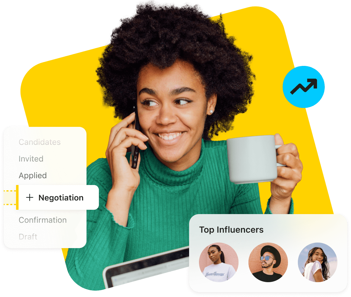 Later user negotiates with top influencers using the Influencer Management Platform