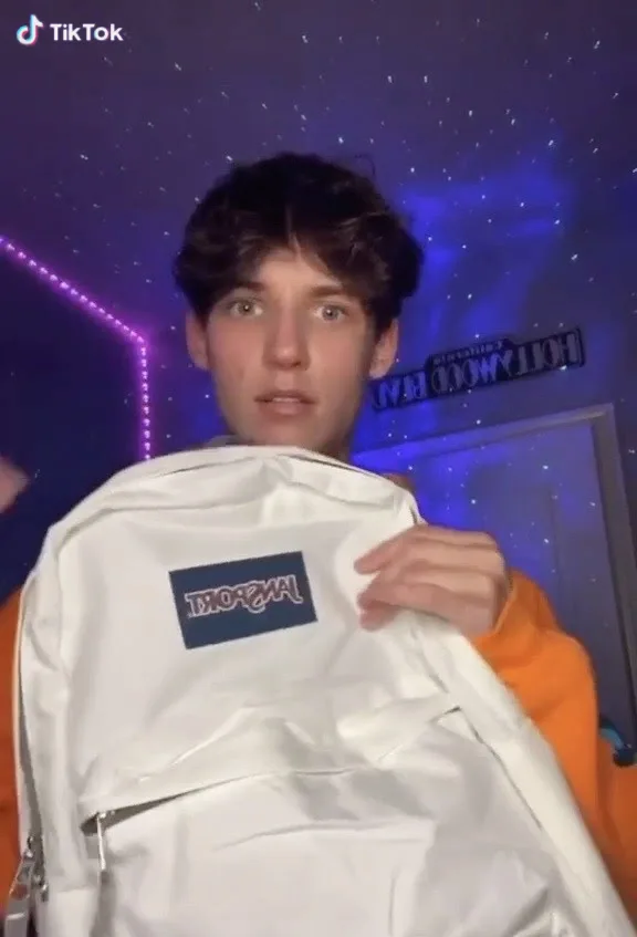 Campaign results next to image of creator Peyton Jordan with a white JanSport backpack