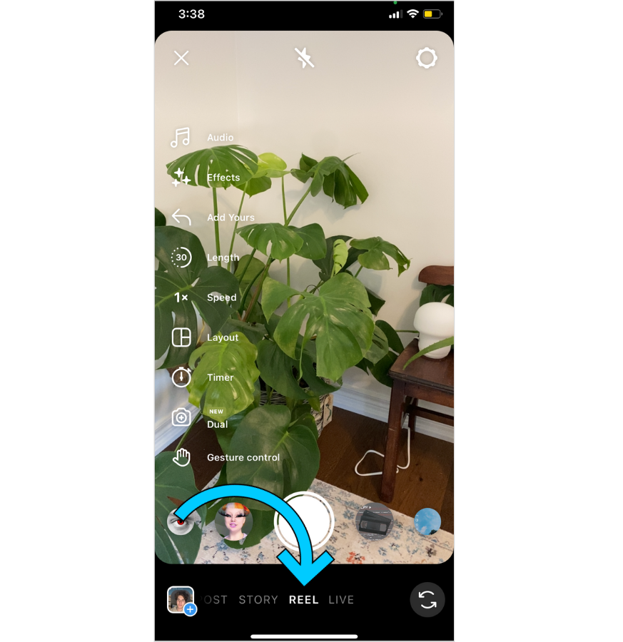 Illustrated steps on how to create a Reel from Instagram Stories.