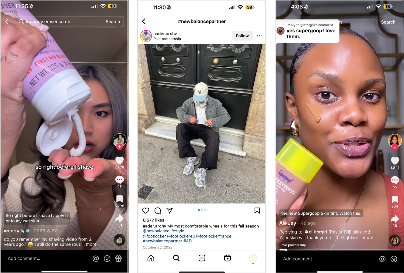 Three influencer marketing examples.